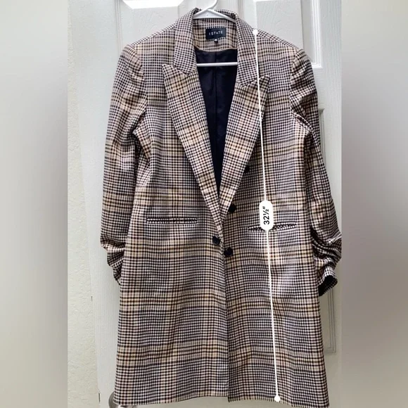 1. STATE | Long Plaid Blazer Coat Size Medium - Picture 11 of 13
